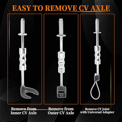 11 Piece Inner CV Axle Removal Tool, Heavy Duty Slide Hammer Puller Set | 63mm 48mm CV Joint Fork, Outer CV Joint Adapter and Steel Cable Adapter, Front Wheel Drive Axle Half Shaft Removal Tool Kit - size: 11pcs