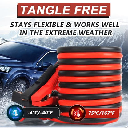 2/0 Gauge Jumper Cables, 35FT 5000A Heavy Duty Jumper Cable for Car Van Truck, Automotive Booster Cables for Jump Starting Dead & Weak Batteries，Transfers Higher Voltage Than 0, 2~12 Gauge - style: 35FT