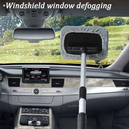 BESULEN Car Windshield Cleaning Tool, Extendable Handle Vehicle Window Cleaning Kit with 3 Reusable Pads, Automotive Interior & Exterior Windscreen Cleaner, Universal for SUV RV Truck (Rectangle) - size: Rectangle