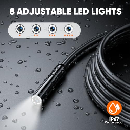 T TAKMLY Endoscope Camera with Light, 4.3'' Inspection Snake Cameras, 1080P HD Borescope, Dual Lens, IP67 Waterproof Snake Camera for Inspecting Walls, Vents, Automotive Engines, Pipes, 16.4FT