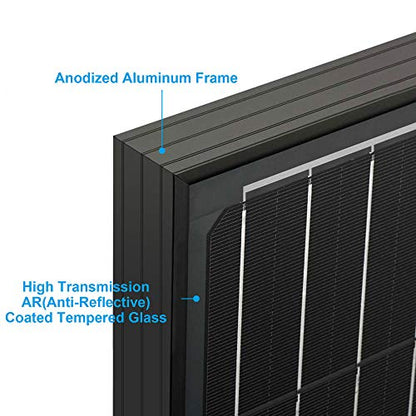 Solar Panel 200 Watt 12 Volt Monocrystalline – High Efficiency 200W 12V Solar Panel, Waterproof Junction Box, Off-Grid Battery Charger for RV, Boat, Cabin, Camper & Home Backup Power System - size: 200W