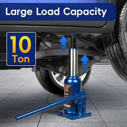 12 Ton/26455 LBS Hydraulic Bottle Jack, Blue Car Jack, 7.87-15.4 Inch Lifting Range, Welded Bottle Jack for Car, Pickup, Truck, RV, Auto Repair