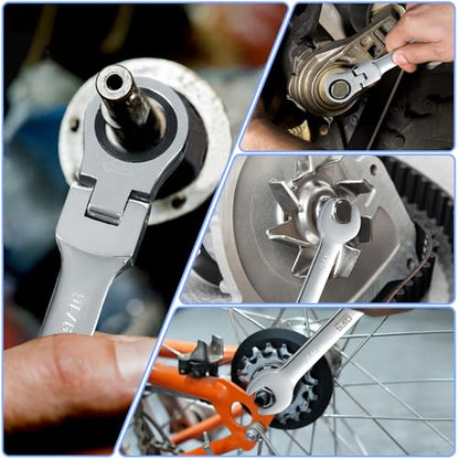 Prostormer 14-Piece SAE Flex-Head Ratcheting Wrench Set | 1/4" to 1", 72-Tooth Ratchet Gear, Cr-V Steel Constructed, Portable Tool Box Included - style: 14-Piece SAE