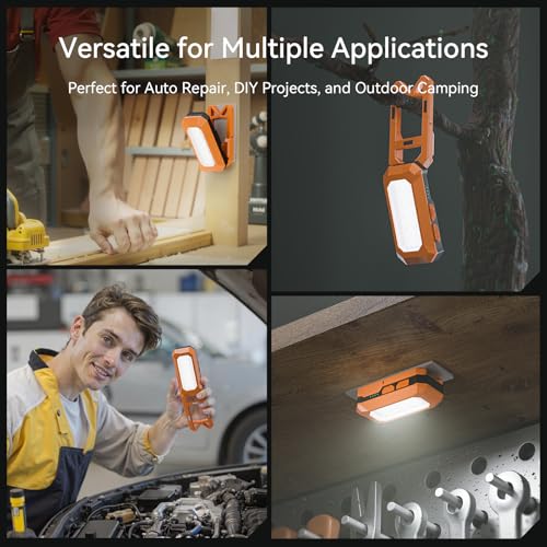 Rechargeable LED Work Light Cordless, 3000K-6500K CCT 500 Lumen, 40Hour Max, Adjustable 180° Stand IP54 Waterproof Compact Portable Job Site Lighting for Auto Repair DIY Outdoor Camping, Gift for Man - style: Ultra Compact