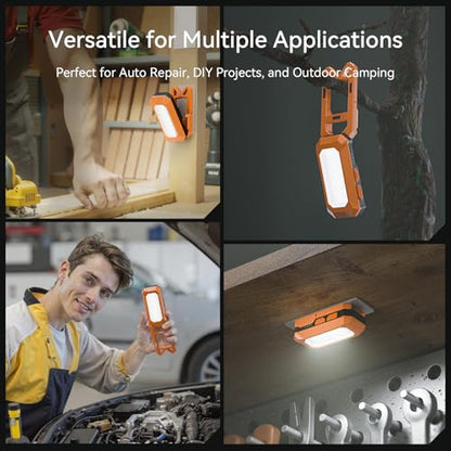 Rechargeable LED Work Light Cordless, 3000K-6500K CCT 500 Lumen, 40Hour Max, Adjustable 180° Stand IP54 Waterproof Compact Portable Job Site Lighting for Auto Repair DIY Outdoor Camping, Gift for Man - style: Ultra Compact