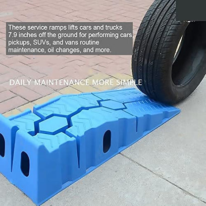 JYDQM Wheelchair Ramp Portable Car Service Ramps Plastic, Vehicle Car Lift Ramp for Low Profile Pickup Car Oil Change, A Pair Load 3.5 Tons,, YWCG2003647