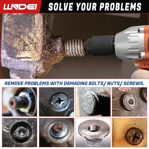 LLNDEI Screw Extractor Set, Hex Head Easy Out Set 10 Pieces, Multi-Spline Ez Out Stripped Extractor (1/8”-13/32”) CR-MO, Stripped Fastener Tool - size: Screw Extractor Set -10pcs