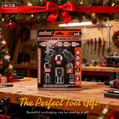 HORUSDY 5-Piece Impact Socket Adapter and Reducer Set, 1/4-Inch Hex Shank Socket to Drill Adapter 1/4", 3/8", and 1/2" Impact Driver Adapter for Power Drill & Impact Driver - style: 5-PCS Adapter Set