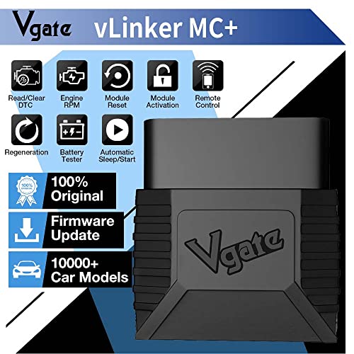 Vgate vLinker MC+ (BT3.0/BLE4.0) OBD2 Scanner Code Reader Diagnostic Scan Tool for Android & iOS & Windows, Black