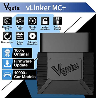 Vgate vLinker MC+ (BT3.0/BLE4.0) OBD2 Scanner Code Reader Diagnostic Scan Tool for Android & iOS & Windows, Black