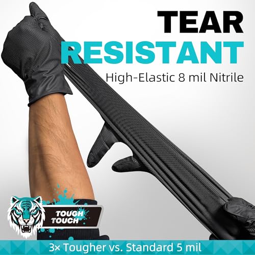 BEASTEK Nitrile Disposable Gloves, 8Mil Latex & Powder Free Chemical Resistant Heavy Duty Cooking Diamond Gloves Black 100Pcs - color: Medium (Black)