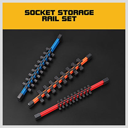 HORUSDY 3Pcs Double Sided Socket Organizer, 1/4-Inch, 3/8-Inch, 1/2-Inch, Premium Quality Socket Holders - style: 3Pcs Double Sided Socket Organizer