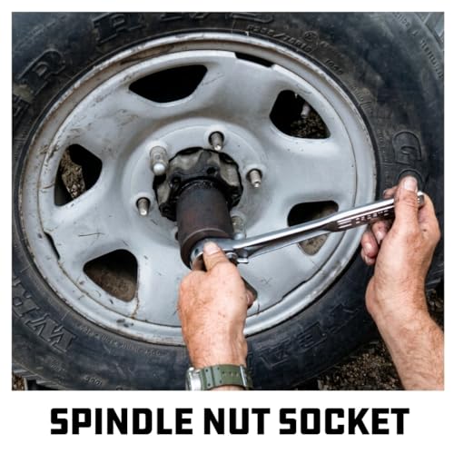 Powerbuilt Spindle Nut Socket, 4 Lug, 2-3/8 Inch Outer Diameter, Bronco Ranger Ford Chevy GMC Pickup Trucks and SUV - Black 648473 - style: 4-Lug, 2-3/8" Outer