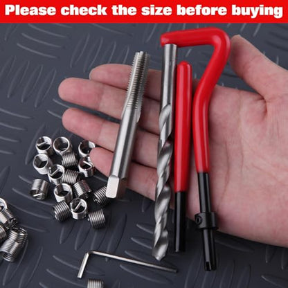 30 Piece M8x1.25 Thread Repair Kit, Metric Thread Repair Insert Kit with HSS Drill Bits Threads Inserts Taps Breakoff Installation Tools, Portable Rethreading Tool for Auto Repairing - size: M8 x 1.25mm