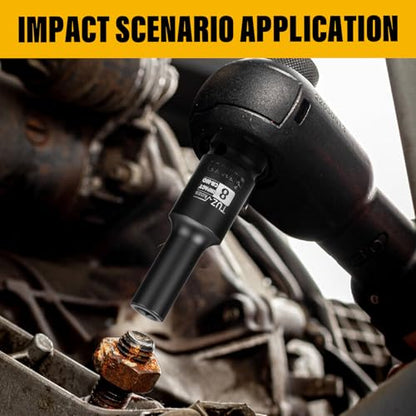 1/2 Inch Drive 8mm Deep Metric 6 Point CR-MO Impact Socket | Radius Corner Design,Square Chamfered Opening,Axle Nut Impact Grade Socket for Easy Removal - size: 1/2” Drive 8mm Deep, style: 1/2" Drive Deep Socket