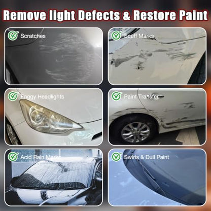 Glass Polishing Compound Kit with Sponge - Car Windshield Oil Film Remover, Water Spot Stain & Light Scratch Remover, Restore Clarity for Automotive Glass, Easy DIY Application (1)