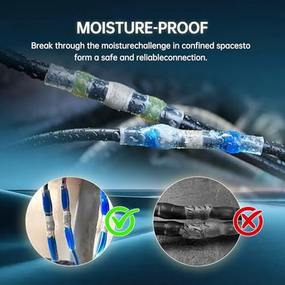 220PCS Solder Seal Wire Connectors Kit with Dual Temp Heat Gun, Heat Shrink Solder Butt Connectors Waterproof Electrical Terminals for Automotive Marine Boat RV Wiring Repair (220, Blue) - color: BLUE
