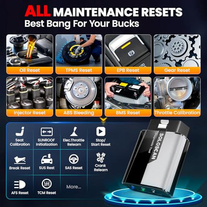 KINGBOLEN Soloscan for Land Rover Jaguar OBD2 Scanner Bluetooth | No Subscriptions Lifetime Update, All Reset Service, Bidirectional Scan Tool for iOS & Android, Full System Car Scanner