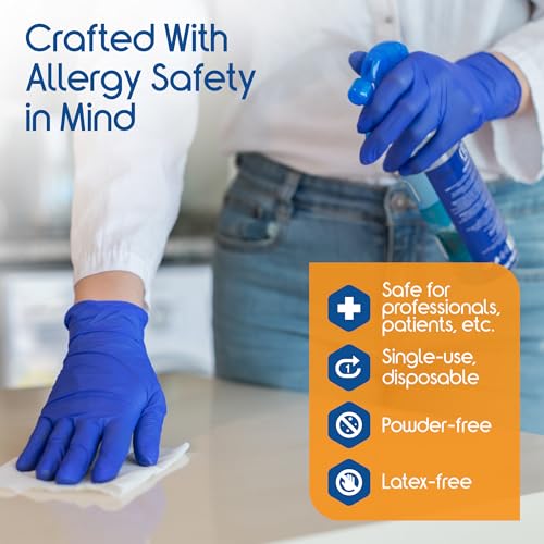 Inspire Cobalt Blue Nitrile Disposable Gloves | 4.5 Nitrile Safety Medical Exam Cooking Cleaning Disposable Gloves - size: X-Large, style: Blue - Case of 1000