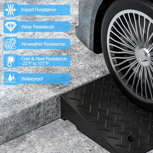 RELIANCER 2 PCS Rubber Curb Ramps,4.2" Rise Height,5T Capacity Threshold Ramps for Loading Dock,Driveway Curb Ramp,Curbside Vehicle Ramp for Cars SUV Trucks Motorcycles Forklift Wheelchairs Lawn Mower - size: 4.2" Rise Height