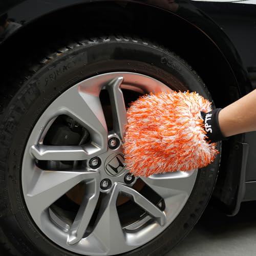 SPTA Microfiber Car Wash Mitt, 3Pcs Car Sponge Glove Wrapped in Soft, Plush Fiber Cloth Material, Safe Washing with Any Car Soap, Bucket, Foam Gun, Foam Cannon, Other Cleaning Supplies - color: 3pcs Microfiber Car Wash Mitt