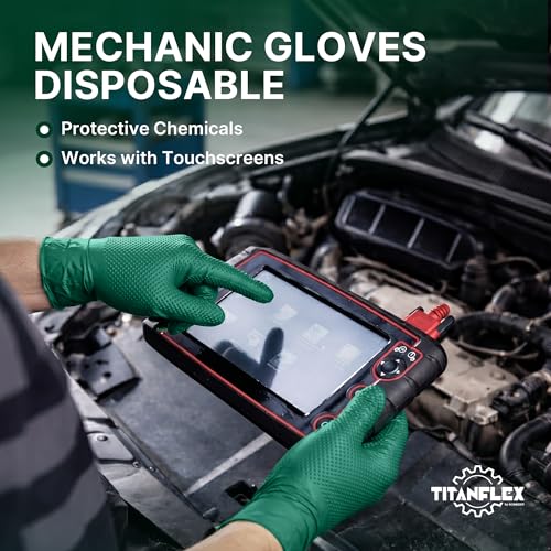 TitanFlex Heavy Duty Industrial Nitrile Gloves with Raised Diamond Texture, 6-mil, Latex Free (Dark Green/Yellow) - color: 02 Dark Green (100ct), size: Large