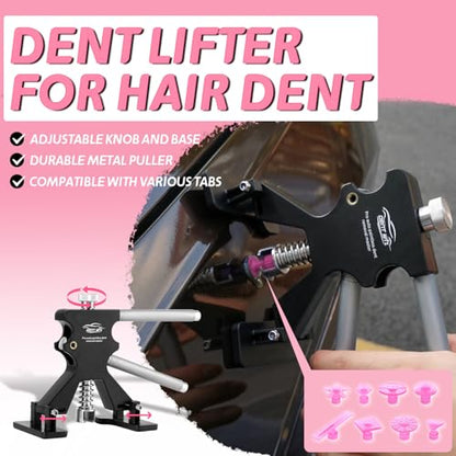 Dent Puller Kit - Paintless Dent Removal Tool with 100W Hot Glue Gun 10 Glue Sticks and 2-in-1 Slide Hammer T-Bar - for Car Body Repair Hail Damage Door Dings and Small Suction Cup - size: Dent Puller Kit-A