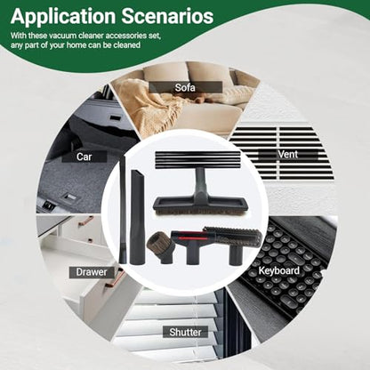 EZ SPARES Universal Vacuum Attachment Brush,Shop Vac Accessories,All in Kit Brush Tool Kit,Hose Adapter Shop Vacuum Cleaner Attachment,for Most Brand(17 Pack)