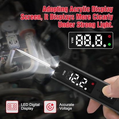 Power Circuit Probe Tester,OBDMONSTER V100 Circuit Tester, 0-80V DC Test Light Automotive Short Circuit Finder, Auto Electrical Circuit Tester, Car Fuse Tester, Automotive Tool（5 Meters） - color: V100-Black
