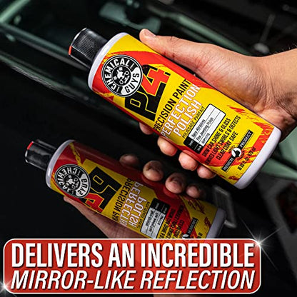 Chemical Guys, P4 Precision Paint Perfection Polish for Clear Coat, 16 oz | Refines swirls, towel marks and light defects, restoring deep gloss and clarity to clear coat, body-shop ready - style: P4 Perfection Polish