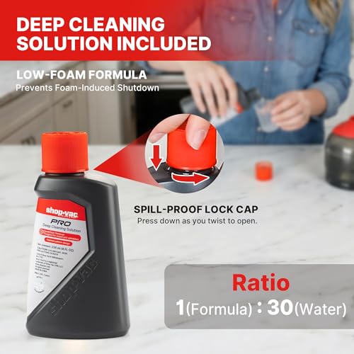 Shop-Vac Portable Carpet Cleaner Machine with Steam & Heating, 5430225 | Cleaning Solution Included, 3 Modes, Deep Stain Removal with Self-Cleaning Tool, for Car, Furniture, Stair & Fabric Cleaning