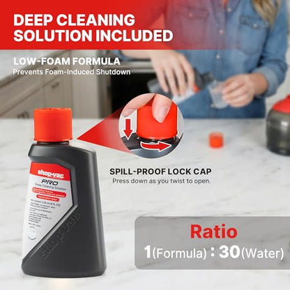 Shop-Vac Portable Carpet Cleaner Machine with Steam & Heating, 5430225 | Cleaning Solution Included, 3 Modes, Deep Stain Removal with Self-Cleaning Tool, for Car, Furniture, Stair & Fabric Cleaning