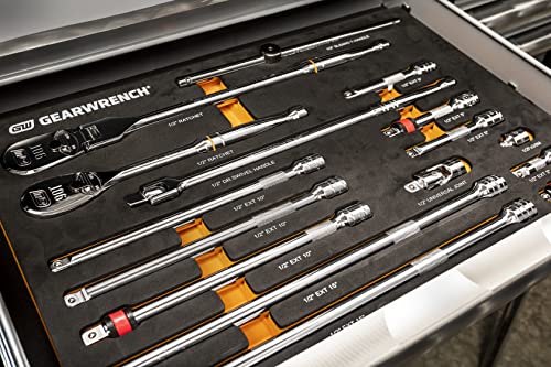 GEARWRENCH 16 Piece 1/2" 90T Ratchet & Drive Tool Set with EVA Foam Tray - 86522