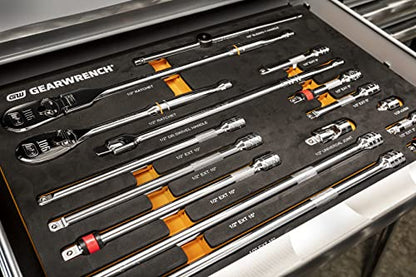 GEARWRENCH 16 Piece 1/2" 90T Ratchet & Drive Tool Set with EVA Foam Tray - 86522