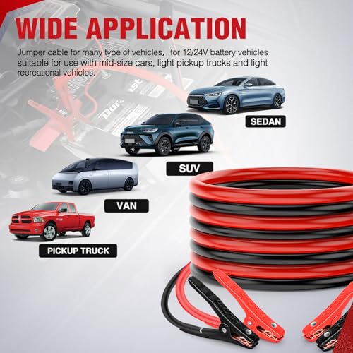 Nilight Jumper Cables for Car Battery 6 Gauge 16 FT Booster Cable Heavy Duty 450 A CCA with Carrying Bag Jump Start Emergency Kit Pickup Vans SUV Sedan Motorcycle - size: 6 Guage 16 FT