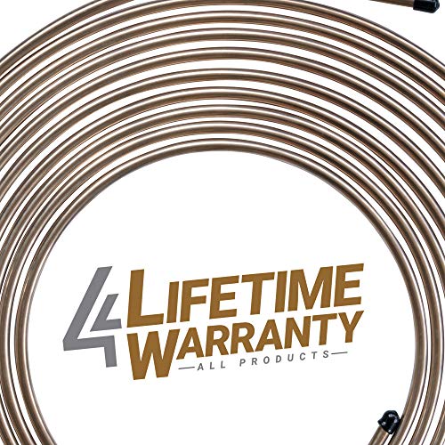 4LIFETIMELINES - 1/4" x 25' True Copper-Nickel Alloy Non-Magnetic, Brake Line Tubing Coils and Fittings, 2 Complete Kits, Brake Line Roll and Fittings, Copper Nickel Tubing, Fuel Line Repair - size: 2 Coils and Fitting Kit