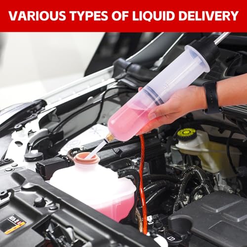 MaxWorks Manual Fluid Extraction and Transfer Pump 500cc 17oz Multi Purpose Syringe Suction Gun for Oil Brake Fluid Coolant and Gear Lube with Extension Hoses (51045) - size: 500cc