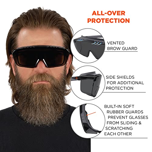 Ergodyne Skullerz OSMIN OTG Safety Glasses, Anti Fog, Over the Glasses Anti Scratch Protective Eyewear - color: Smoke Lens