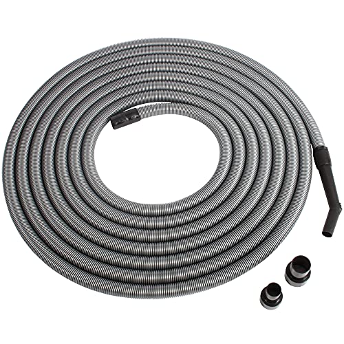 Cen-Tec Systems 50 Ft. Premium Shop Vacuum Extension Hose with 2 tank adapters and 1.25" curved end, Silver - size: 50 Ft. Hose