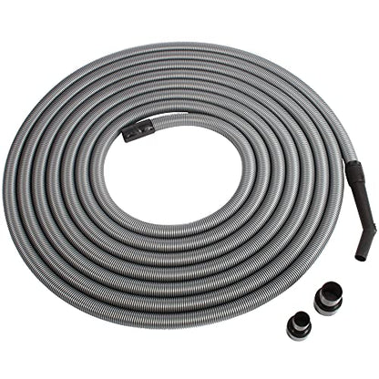 Cen-Tec Systems 50 Ft. Premium Shop Vacuum Extension Hose with 2 tank adapters and 1.25" curved end, Silver - size: 50 Ft. Hose