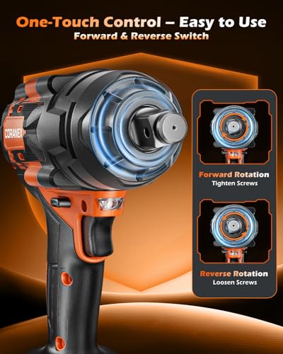 1/2" Cordless Impact Wrench | 1300N.m (960ft-lbs) | Fast Charger | 2x4.0Ah Batteries - Longer Runtime | 3 Variable Speeds | Brushless High Torque Impact Gun for Car/Mower/Pickup with Case