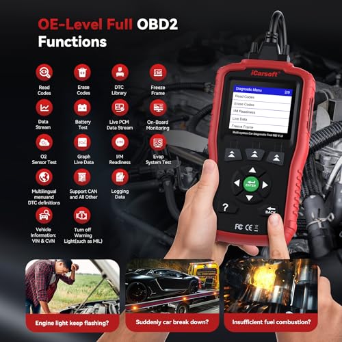 iCarsoft MB V1.0 Diagnostic Tool for Mercedes-Benz/Sprinter/Smart/Maybach 1996-2026 Full System OBD2 Scanner Check Engine Code Reader SAS Oil Reset Battery Test Live Data Lifetime Free Updates CAN FD