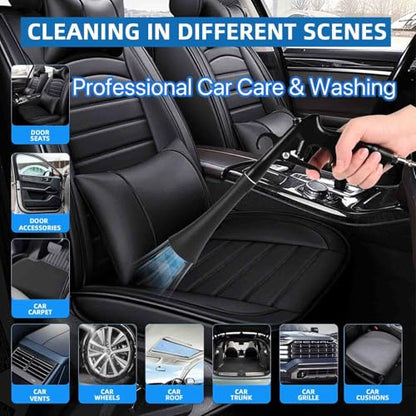 Car Cleaning Gun,High Pressure Air Blow Gun,Fast Interior Dryer Car Detailing Kit,Car Detailing Tools for Quickly Blowing Dust and Dirt Away Working with Compressed Air(2 MORE REPLACEMENT BRUSH HEADS)