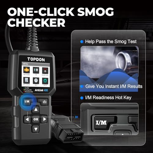 TOPDON AL400 OBD2 Scanner, Full OBDII Code Reader, Check Engine Light Scan Tool, Car Scanner with DTC Lookup, Clear Codes, Freeze Frame, One-Click I/M, Diagnostic Scanner for DIYers, Lifetime Update
