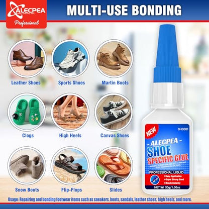 ALECPEA 30g Shoe Glue - Flexible Instant Adhesive for Sole Repair & Restoration - Waterproof Heavy Duty Sneaker Glue for Boots, Heels, Hiking Shoes, Leather & Rubber - Sets in 15 Seconds - size: 30g/1Pack, style: Shoe Glue