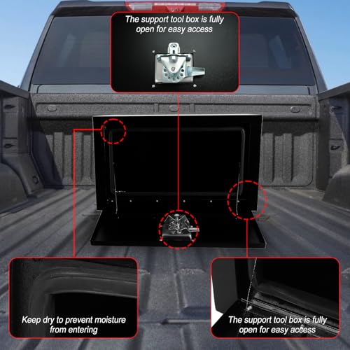 Steel Underbody Truck Tool Box,Storage Organizer Toolbox with T-Handle Lock | Waterproof Tongue Box for Storage with Smooth Surface for Truck, Pickup, RV, Trailer - Black, 24" x 12" x 14" Inch - size: 24" x 12" x 14"