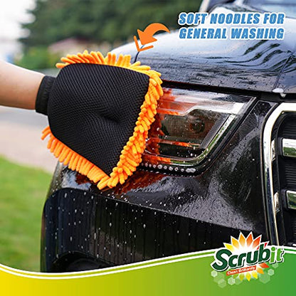 SCRUBIT 2 Pack Car Wash Mitt – Scratch-Free Car Sponges for Washing, Dual Sided Wash Mitts for Car Washing - Premium Car Washing Sponge for Cars, Trucks, and Boats
