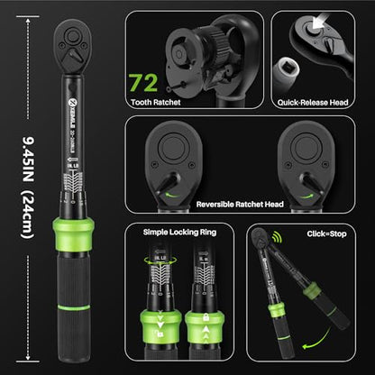 57Pcs 1/4" Drive Small Torque Wrench and Srewdriver Set-20-260In.Lb | 1/4"Torque Wrench(2.3-29.4N.m),10-80 Inch Pound Torque Screwdriver for Bike Moto Car,Gunsmithing,Precision,Small Engines DIY - size: 1/4"DR.260In.Lb TW/80In.Lb TS Set