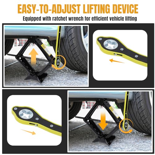 Hovom Scissor Jack for Car, 2 Ton (4409 lbs) Car Jack Kit with Ratchet Wrench, Lift Jacks Tool for Tire Changing Repair with Labor-Saving Handle, Portable Emergency Tool for SUV Truck MPV Sedan