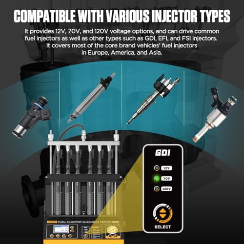 AUTOOL Automotive 6-Cylinder 110V GDI Fuel Injector Cleaning Machine,EFI Fuel Injector Cleaner Kit Tool,FSI Fuel Injector Tester Cleaner for All Petrol and Car Motorcycle
